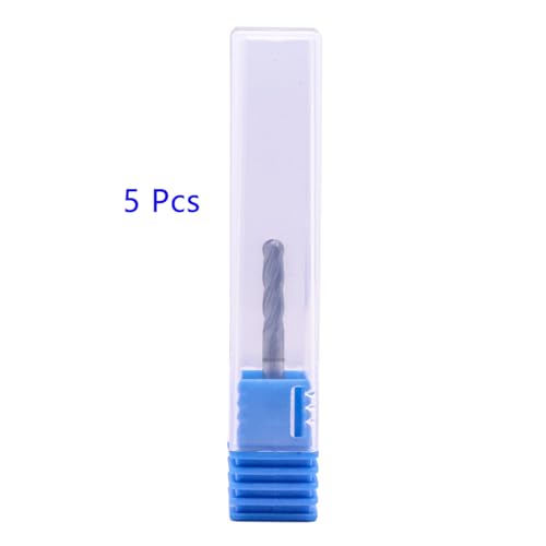 4 Flute Solid Carbide Ball Nose End Mill Set(5Pcs, 1/8"), AlTiN Coated - size: 1/8 in