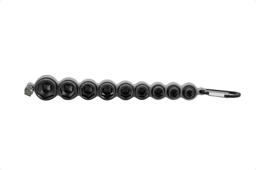 VEGA 3/8 Socket Set SAE - Mechanics Tool Set Impact Grade Socket and Socket Adapter. Includes Holder and Carabiner (10pc) - style: SAE