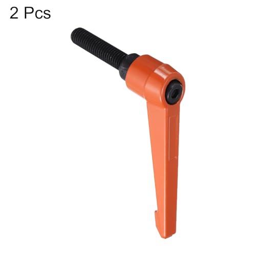 uxcell M10 x 40mm Handle Adjustable Clamping Lever Thread Push Button Ratchet Male Threaded Stud Knobs Locking Rotating Screw Handles Quick Release Bolt Orange 2pcs - color: Orange, size: M10 x 40mm