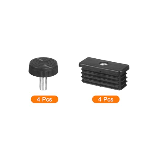 uxcell 4 Set Leveling Feet, 20x50mm Plastic Adjustable Furniture Leg Leveling Rectangle Tube Insert Screw-in Glide Levelers Fit Hole 20mm for Table Chair Furniture, Black - size: 20x50mm