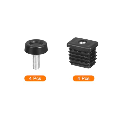 uxcell 4 Set Leveling Feet, 20x30mm Plastic Adjustable Furniture Leg Leveling Rectangle Tube Insert Screw-in Glide Levelers Fit Hole 20mm for Table Chair Furniture, Black - size: 20x30mm