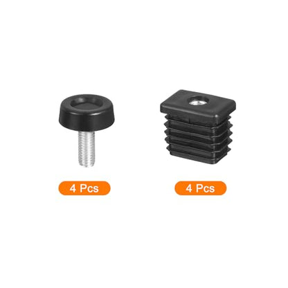 uxcell 4 Set Leveling Feet, 20x30mm Plastic Adjustable Furniture Leg Leveling Rectangle Tube Insert Screw-in Glide Levelers Fit Hole 20mm for Table Chair Furniture, Black - size: 20x30mm