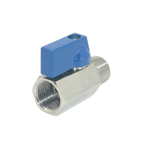 VARMHUS Pack of 2 304 Stainless Steel NPT Mini Ball Valve, Female x Male Thread Shut Off Valve for Water, Oil and Gas (3/8inch) - size: 3/8inch