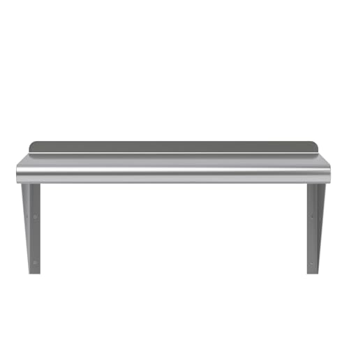 AmGood 12 in. Deep x 24 in. Wide Stainless Steel Wall Mount Shelf with Backsplash - Small Appliance & Tool Storage | NSF 18-Gauge 430, Holds 205 lbs | Bullnose Edge, Brackets Included - size: 12 in. x 24 in.