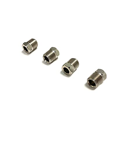The Stop Shop Inverted Flare Stainless Steel Fittings 7/16"-24 Threads For 1/4 Inch Tube (Pack of 4)