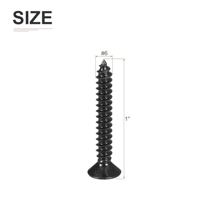 DTGN 100Pcs 6"x1" Flat Head Wood Screws, Self Tapping Screws Black - color: Black, size: #6x1"