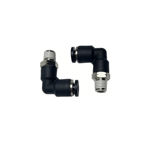 Pneumatic Elbow Push to Connect Fitting 1/8 Inch Tube OD x 1/16 NPT Male Thread,90 Degree Elbow Pneumatic Tube Connector PL1/8-N1/16(Pack of 10) - color: Black, size: 1/8'' OD x 1/16 NPT