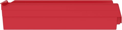 Akro-Mils 30158 Heavy Duty Plastic Shelf Bins, 18"x 8"x 4", Red, 12-Pack - color: Red