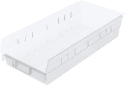 Akro-Mils 30158 Heavy Duty Plastic Shelf Bins, 18"x 8"x 4", Clear, 12-Pack - color: Clear