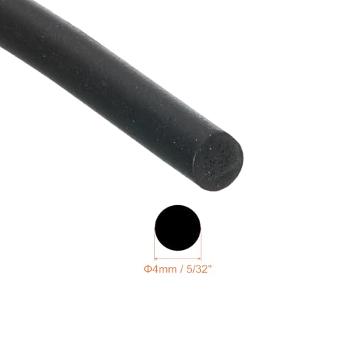 uxcell Nitrile Rubber Round Seal Strip, 4mm(5/32") Diameter 3 Meters (9.84Ft) Long Hard Solid Rubber Weather Stripping for DIY Gasket, Industrial Equipment, and Furniture - size: 4mmx3m