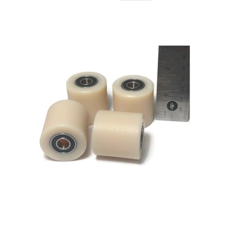 Generic Nylon Pulley 4 pcs 1.5-inch Nylon Roller Wheel with Bearings, CNC Guiding Wheel Flat Belt Idler (1.5in Diameter - 2 in Wide - 3/8 in Bearing) - size: 1.5 * 2