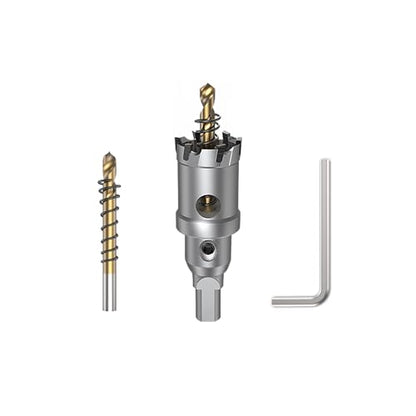 HUHAO TCT Hole Saw Kit 1-1/64"(26mm),Heavy Duty Tungsten Carbide Tipped Hole Drill Bit with Titanium-Plated Pilot Drill bit,Tipped Hole Cutters for Hard Metal,Alloy,Stainless Steel, Plastic,Iron - size: 1-1/64"(26mm)