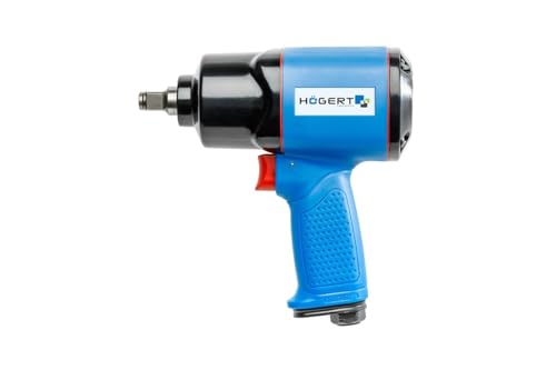 Högert Technik - HT4R622 Pneumatic Impact Wrench 1/2 Inch I Impact Mechanism - Twin Hammer I Power Range up to 610 Nm I 3 Operating Ranges I Switch for Left/Right Rotation Direction I - style: 1/2 inch, 610 Nm, twin