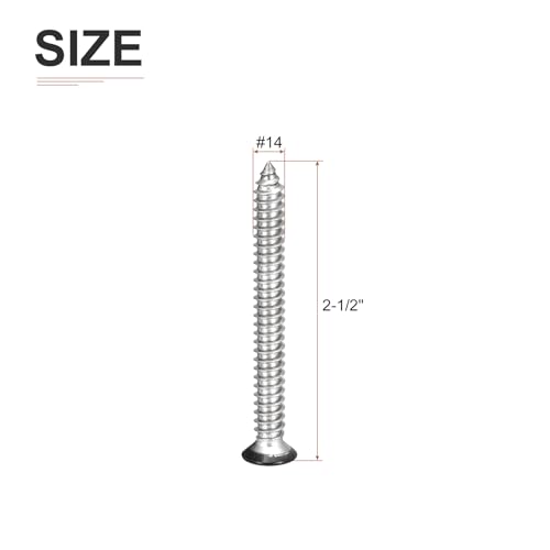 DTGN 50Pcs #14x2-1/2 Flat Head Wood Screws, 304 Stainless Steel Black Phillips Self Tapping Screws - Good for Woodworking, Furniture - Brick Red - color: Black, size: #14x2-1/2"