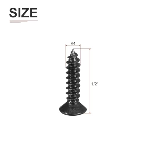DTGN 100Pcs #4x1/2 Flat Head Wood Screws, 304 Stainless Steel Phillips Self Tapping Screws - Good for Woodworking, Furniture - Black - color: Black, size: #4x1/2"
