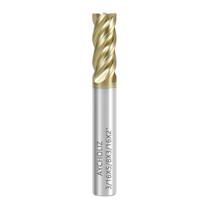 3/16" Carbide Square End Mill Unequal Helix Design for Steel - size: 3/16 in
