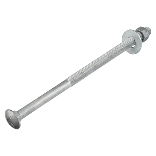 3/8" x 10" (50 Pack) Galvanized Carriage Bolt Kit, Grade 307A, Hot Dip Galvanized for Exterior Use by Makers Bolt - size: 3/8 x 10