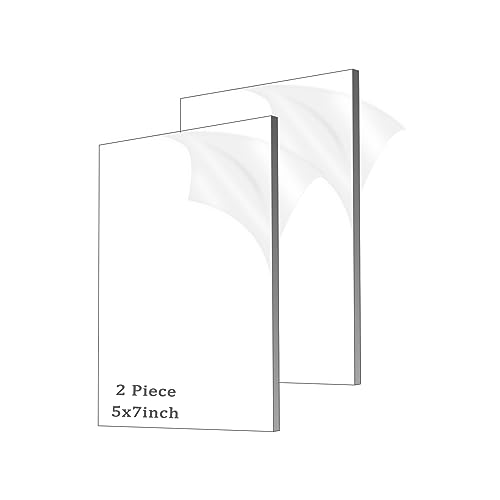 Clear Acrylic Sheet Plexiglass,1/4" Thick (6mm) Cast Acrylic Glass Sheet,Plexiglass Sheet for Craft Projects,Signs,Painting,Windows Replacement (2 Piece 5"x 7") - size: 2 piece 5"×7'' 6mm