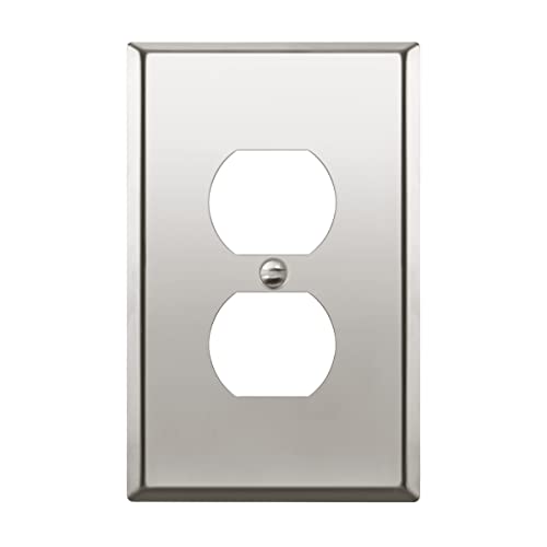 ENERLITES Duplex Receptacle Metal Wall Plate, Mid-Size Polished Chrome - color: Polished Chrome, size: Midsize