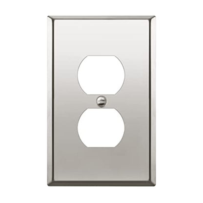 ENERLITES Duplex Receptacle Metal Wall Plate, Mid-Size Polished Chrome - color: Polished Chrome, size: Midsize