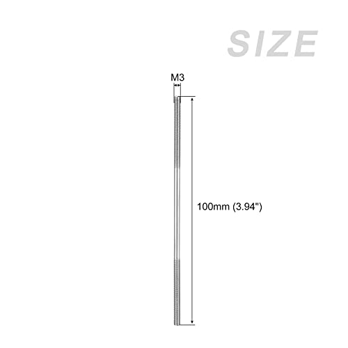 METALLIXITY Double Ended Stud Screws (M3 Thread 100mm Length) 10pcs, 304 Stainless Steel Dual Threaded Rod Bolts - for House Maintenance - size: M3x100mm