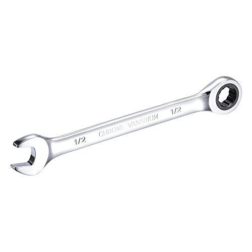 uxcell 1/2 Inch Ratcheting Combination Wrench SAE 72 Teeth 12 Point Ratchet Box Ended Spanner Tools, Cr-V - size: 1/2"