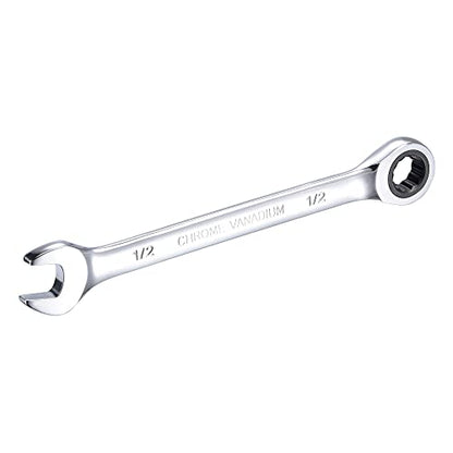 uxcell 1/2 Inch Ratcheting Combination Wrench SAE 72 Teeth 12 Point Ratchet Box Ended Spanner Tools, Cr-V - size: 1/2"