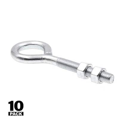 Prime-Line 9066972 Eye Bolts with Nuts, 1/2 in.-13 x 6 in., Zinc Plated Steel (10 Pack)