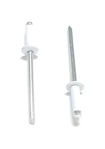 Metal Magery 100 White Aluminum Open End Pop Rivets QTY: 100 (4-4 1/8" x 1/4" (0.188-.250 Inch Grip Range))