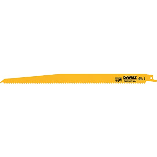 DW4804 6 TPI Taper Back Bi-Metal Reciprocating Saw Blade, 12" - size: 12 inch, style: 6 TPI, 5-Pack