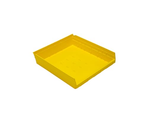 Quantum Storage QSB122 Heavy-Duty Nesting Plastic Shelf Bins for Pharmacy, Hospital & Warehouse, Hanging Lip & 7 Divider Slots, 17-7/8" x 16-1/2" x 4", Yellow, 6-Pack - color: Yellow