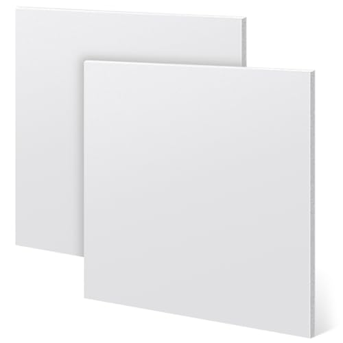 Sasylvia Hdpe Sheet, Hdpe Plastic Sheet Flexible High Density Polyethylene Cutting Board Solid Plastic Block for DIY Project Machining Home(1/2" X 4'' X 4'',White,2 Pcs)