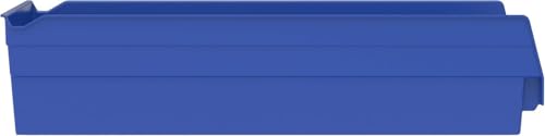 Akro-Mils 30128 Heavy Duty Plastic Shelf Bins, 18"x 4"x 4", Blue, 12-Pack - color: Blue