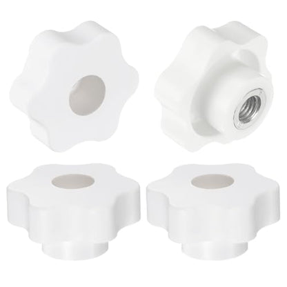HARFINGTON 4pcs Star Knobs M10 Female Thread 48mm Head Plastic Through Hole Brass Screw-in Clamping Handles Threaded Hand Knobs, White - color: White, size: M10 x 48mm