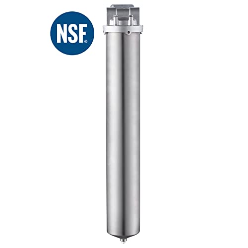 NSF/ANSI 42 Certification 304 Stainless Steel Filter Housing for 20" Filter Cartridge, 1" NPT Water Filter Housing, Drain Valve Style C (Square Head) - size: 20" C Housing-1NPT