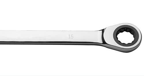 FLZOSPER 15mm Metric Ratchet Wrench,Box End Head 72-Tooth Ratcheting Combination Wrench Spanner - size: 15mm