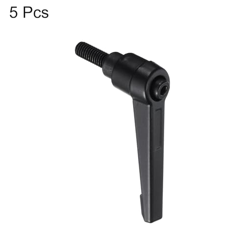 uxcell 5pcs Adjustable Clamping Lever Handle M6 x 15mm Metric Black Oxide Carbon Steel Male Threaded Stud Hand Knobs Ratchet Rotating Screw Handles Bolts with Locking Lever Black - size: M6 x 15mm