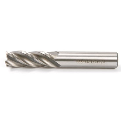 HSS-AL Carbide End Mill Set, 4 Flute Milling Cutter Bits, High Strength Breakage Resistance, 1/2x1/2 Inch, 5 Pack