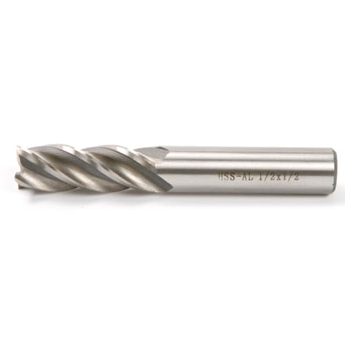 HSS-AL Carbide End Mill Set, 4 Flute Milling Cutter Bits, High Strength Breakage Resistance, 1/2x1/2 Inch, 5 Pack