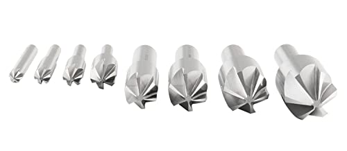 Accusize Industrial Tools 82 Degree 6 Flute H.S.S. Machine Countersink, 8 Pcs, Precision Ground, 0206-1018 - size: 82°