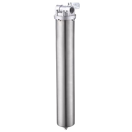 NSF/ANSI 42 Certification 304 Stainless Steel Filter Housing for 20" Filter Cartridge, 1" NPT Water Filter Housing, Drain Valve Style C (Square Head) - size: 20" C Housing-1NPT