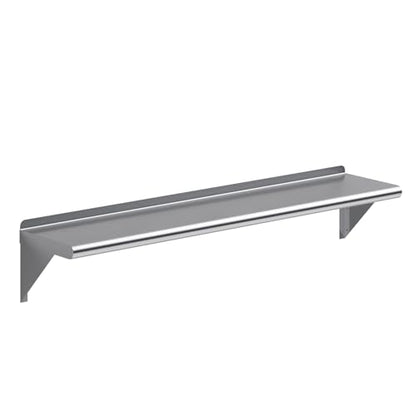 AmGood 10 in. x 48 in. Stainless Steel Wall Shelf with Backsplash - Holds 205 lbs - NSF 18-Gauge, Bullnose Edge | Long Shelf for Laundry, Garage & Pantry - size: 10 in. x 48 in.