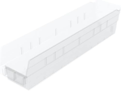 Akro-Mils 30128 Heavy Duty Plastic Shelf Bins, 18"x 4"x 4", Clear, 12-Pack - color: Clear