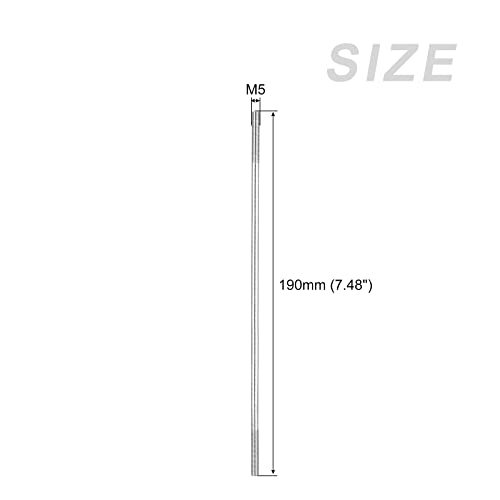 METALLIXITY Double Ended Stud Screws (M5 Thread 190mm Length) 10pcs, 304 Stainless Steel Dual Threaded Rod Bolts - for House Maintenance - size: M5x190mm
