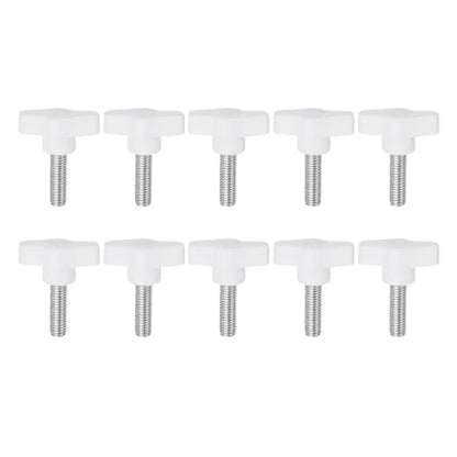 HARFINGTON 10pcs Wing Knobs M8 x 25mm Male Thread Plastic Tee Stud Knobs T Threaded Handles Hand Clamping Tightening Thumb Screws Thumbscrew, White - color: White, size: M8 x 25mm