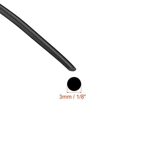 uxcell Nitrile Rubber Round Seal Strip, 3mm(1/8") Diameter 8 Meters (26.25Ft) Long Hard Solid Rubber Weather Stripping for DIY Gasket, Industrial Equipment, and Furniture - size: 3mmx8m