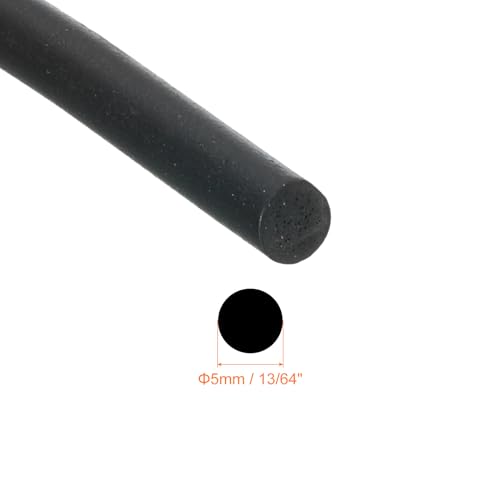 uxcell Nitrile Rubber Round Seal Strip, 5mm(13/64") Diameter 5 Meters (16.4Ft) Long Hard Solid Rubber Weather Stripping for DIY Gasket, Industrial Equipment, and Furniture - size: 5mmx5m