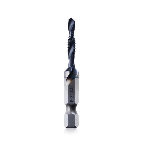 Kraftek 8-32NC Combination Drill and Tap Bit Set, Ultra TiAlN Coating M2 Drill Tap Set, One-Step Drilling, Tapping, and Deburring for Stainless Steel, Aluminum,Copper, Plastic, Mild Steel - size: 8-32NC 1pc