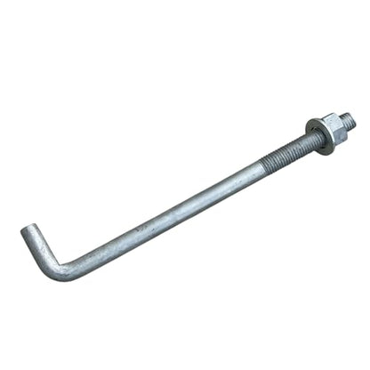 Sandbaggy 3/4" x 12" Threaded Concrete Anchor L-Bolts (Nuts & Washers Included) - Hot Dipped Galvanized - Sill Plate, Base Plate, Masonry, Wood, Cement Anchors, J Bolt (1, 3/4" x 12") - size: 3/4" x 12"
