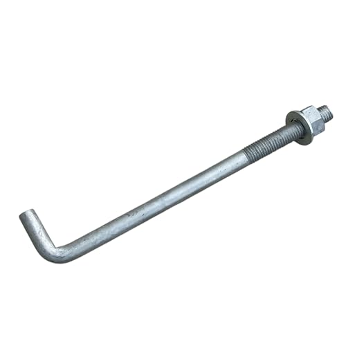 Sandbaggy 3/4" x 12" Threaded Concrete Anchor L-Bolts (Nuts & Washers Included) - Hot Dipped Galvanized - Sill Plate, Base Plate, Masonry, Wood, Cement Anchors, J Bolt (1, 3/4" x 12") - size: 3/4" x 12"